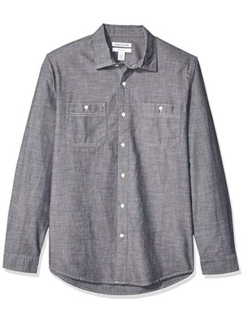 Amazon Essentials Men's Slim-fit Long-Sleeve Chambray Shirt