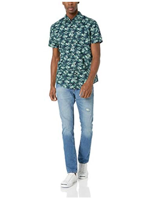 Amazon Brand - Goodthreads Men's Slim-Fit Short-Sleeve Linen and Cotton Blend Shirt