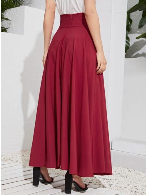Shein Bow Tie Wide Waistband Maxi Skirt