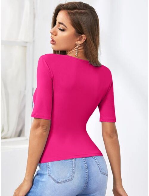 Shein Plunge Neck Form Fitted Top
