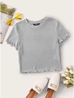 Lettuce Edge Rib-knit Tee
