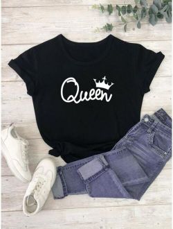 Letter And Crown Print Tee