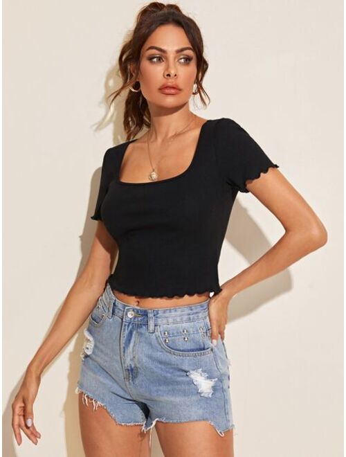 Shein Lettuce Edge Crop Tee