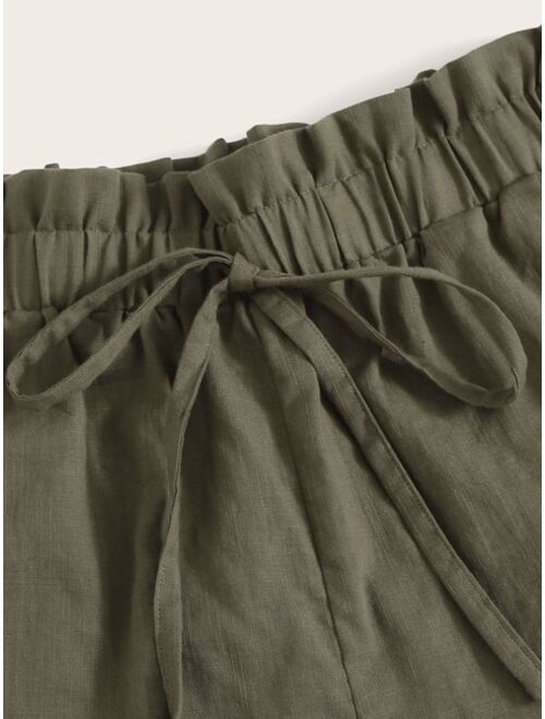 Shein Paperbag Waist Slant Pocket Shorts