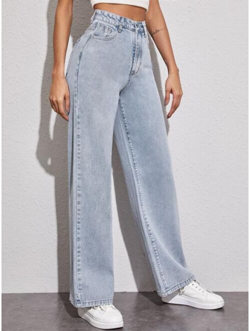 Shein Light Wash Wide Leg Jeans