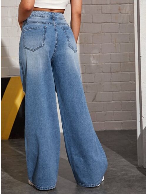 Shein Ripped Wide Leg Jeans Without Bag