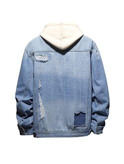 WINLIEBA Classic Ripped Jean Jacket for MenDenim Jackets for Men with Patches