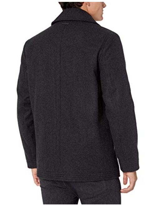 Marc New York by Andrew Marc Men's Emmett Melton Pea Coat Jacket with Knit Bib