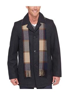 Men's Wool Melton Walking Coat with Detachable Scarf (Regular and Big and Tall Sizes)