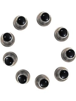 Broadway Tuxmakers 5 Black Studs with Silver Trimming for Tuxedo Shirt