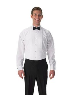 Elaine Karen Premium Mens Tuxedo Long Sleeve Shirt Laydown Collar, with Bonus Black Bow Tie