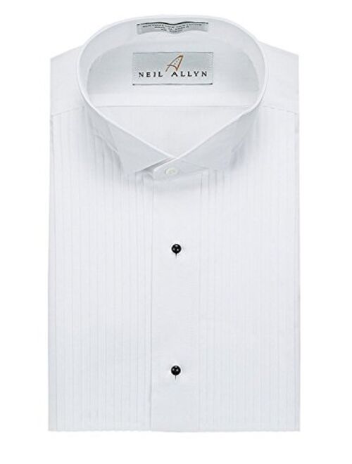 Neil Allyn Mens Tuxedo Shirt Poly/Cotton Wing Collar 1/4 Inch Pleat (19.5 - 34/35) White