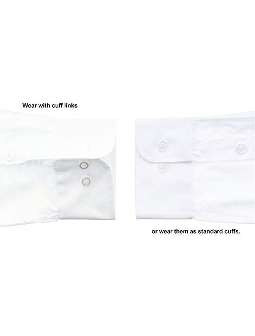Milani Men's White Tuxedo Shirt with Convertible Barrel Cuffs
