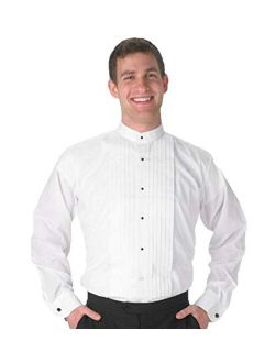 SixStarUniforms Mens Banded-Collar White Tuxedo Shirt