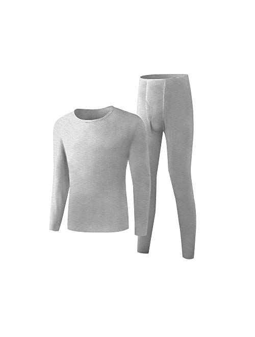 COLORFULLEAF Men's Cotton Thermal Underwear Set Heavyweight Long Johns Fleece Lined