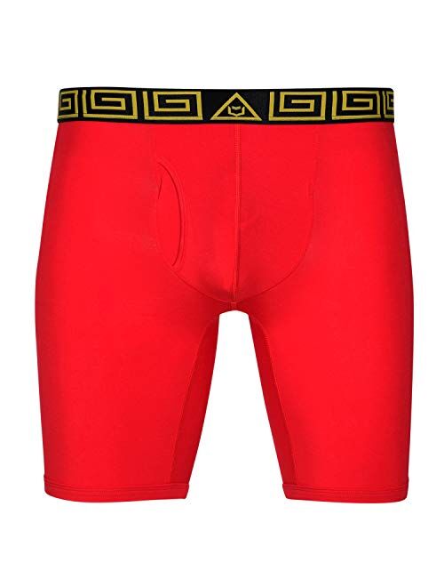 Sheath Underwear SHEATH V Underwear with Dual Pouch Mens Sports Performance 8 inch Leg Red & Black Boxer Briefs