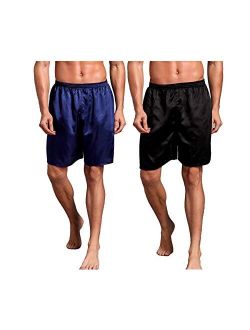 Admireme Mens Satin Boxer Shorts Silk Pajamas Shorts Sleepwear Boxers Underwear Beach Shorts
