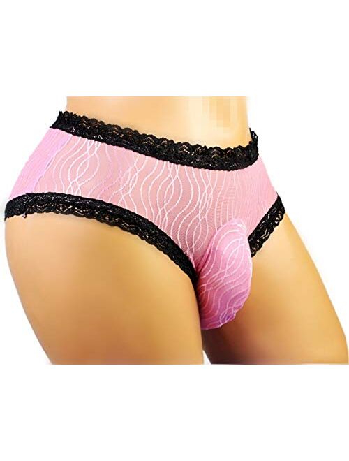 Aishani Sissy Pouch Panties Men's lace Thong G-String Bikini Briefs Hipster hot Underwear Sexy for Men