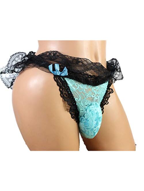 Aishani Sissy Pouch Panties Men's lace Skirted Mooning Bikini Briefs Underwear Sexy for Men