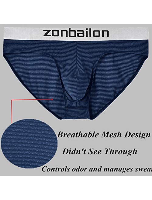 ZONBAILON Men's Big Pouch Mesh Underwear Enhancing Bulge Briefs Underwear for Men Pack M L XL 2XL