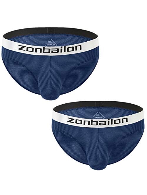 ZONBAILON Men's Big Pouch Mesh Underwear Enhancing Bulge Briefs Underwear for Men Pack M L XL 2XL
