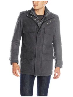 Marc New York by Andrew Marc Men's Wool 4 Pocket Jacket with Removable Bib