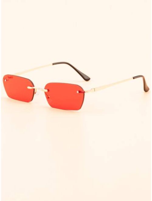 Shein Rimless Square Frame Sunglasses