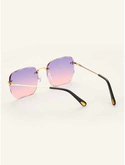 Shein Rimless Oval Frame Sunglasses