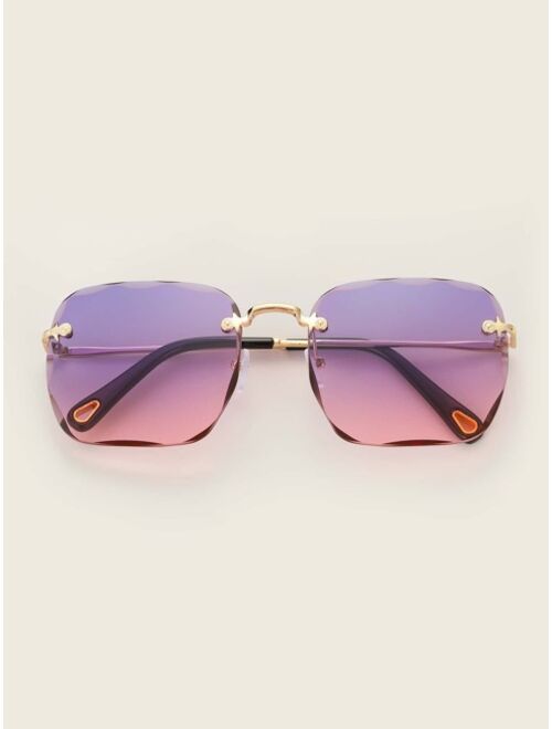 Shein Rimless Oval Frame Sunglasses