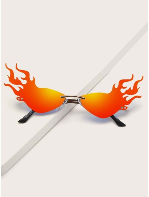 Shein Rimless Flame Frame Sunglasses