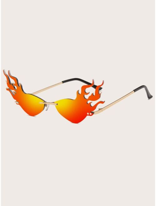 Shein Rimless Flame Frame Sunglasses