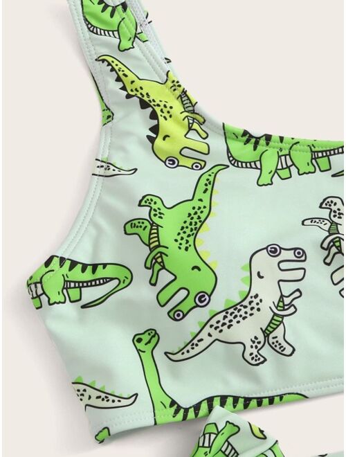 Cartoon Dinosaur Cut-out One Piece Swimsuit