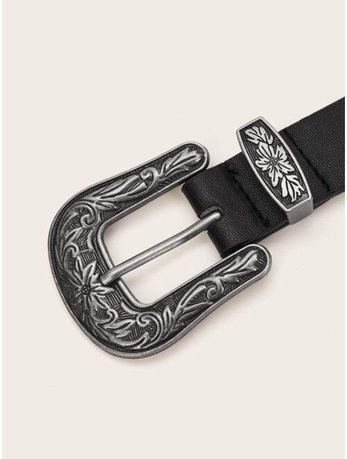 Shein Plus Floral Pattern Metal Buckle Belt