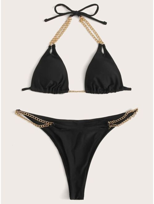 Shein Chain Linked Triangle Bikini Swimsuit