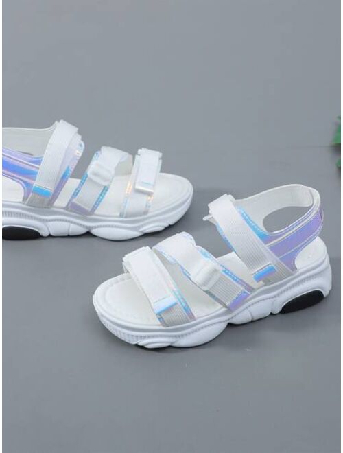 Holographic Detail Buckle Strap Chunky Sole Sandals