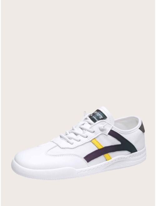 Men Lace-up Front Colorblock Sneakers