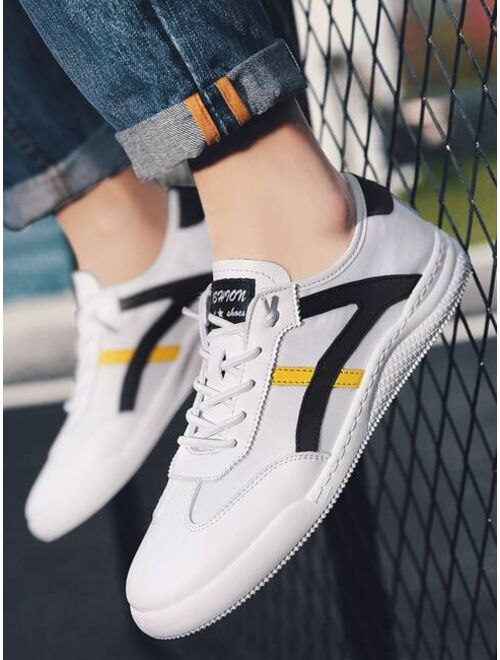 Men Lace-up Front Colorblock Sneakers