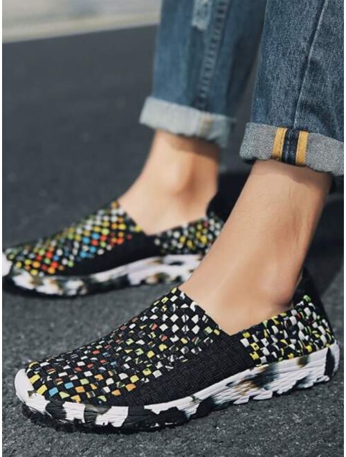 Shein Men Braided Colorblock Slip On Sneakers