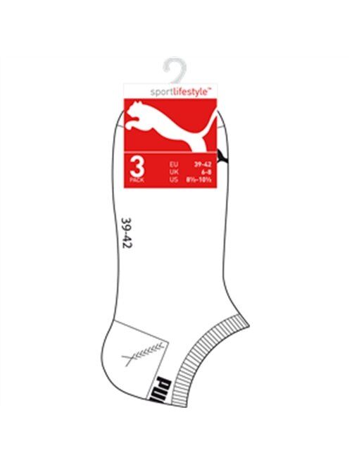 Puma Men's & Women's 3 Pair Invisible Sneaker Socks 6.5-8.5 White 2