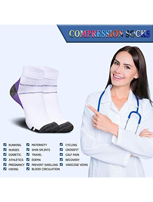 Compression Socks (3/6/7 Pairs) for Women and Men Sport Plantar Fasciitis Arch Best for Running,Flight,Travel,Nurses