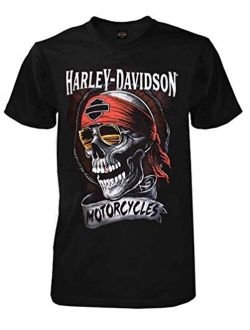 Harley-Davidson Men's Distressed Shady Skull Short Sleeve T-Shirt, Solid Black