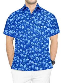 LA LEELA Men's Night Club Party Dress Short Sleeve Hawaiian Shirt