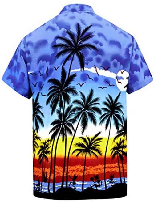 LA LEELA Men's Night Club Party Dress Short Sleeve Hawaiian Shirt