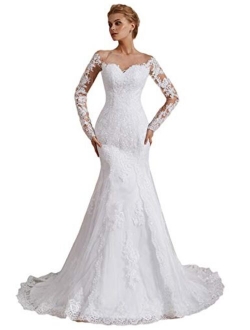 OYISHA Womens Formal Strapless Sweetheart Trumpet Wedding Dress Lace Bridal Dresses Long 2019 WD162