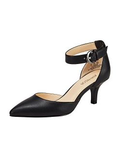 JENN ARDOR Black Closed Pointed Toe Kitten Heel Pumps D'Orsay Ankle Strap Dress Stiletto
