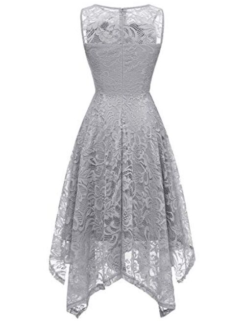 Gardenwed Lace Bridesmaid Dresses Homecoming Dress Handkerchief Hem Asymmetrical Cocktail Formal Swing Dress