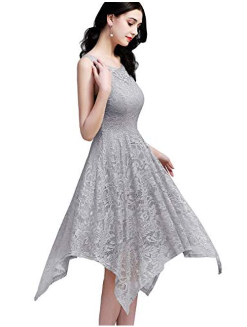 Gardenwed Lace Bridesmaid Dresses Homecoming Dress Handkerchief Hem Asymmetrical Cocktail Formal Swing Dress