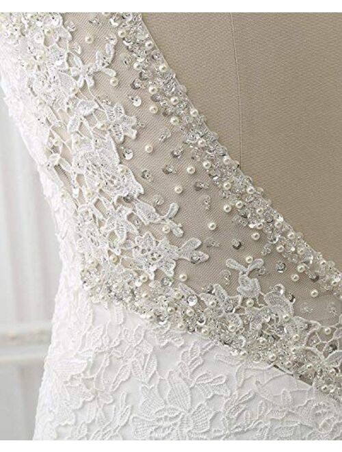 Forever Women's Mermaid Wedding Dress for Bride 2020 Backless Lace Appliques Bridal Gowns