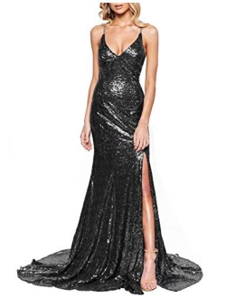 LanierWedding Women's Sequin Long Party Prom Gowns