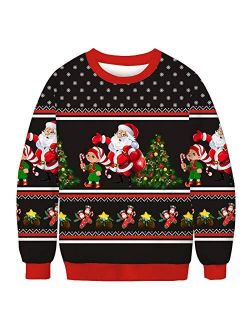 Aibrou Men's Funny Graphics Cosplay Christmas Pullover Sweatshirts Long Sleeve Crewneck